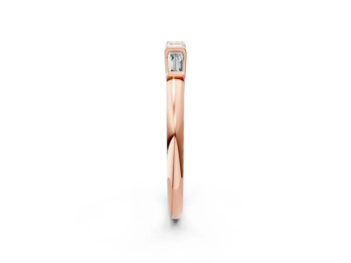 Three-Stone Baguette Cut Channel Set Diamond Band Rose gold