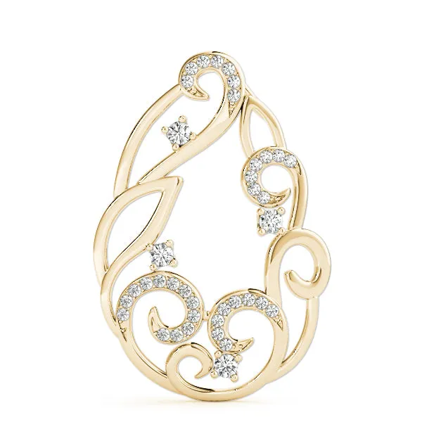 Pavé Diamond Round Pendant with Four-Prong Setting Yellow gold