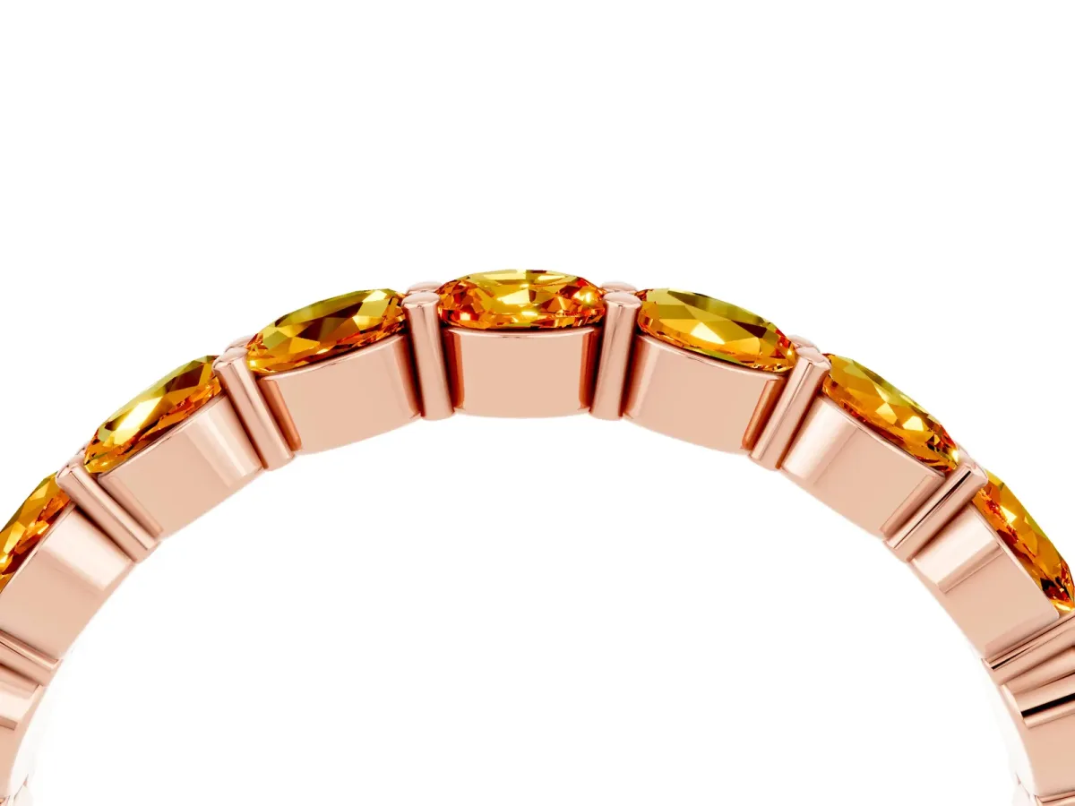 Round Citrine Eternity Band with U-Prong Setting Rose gold