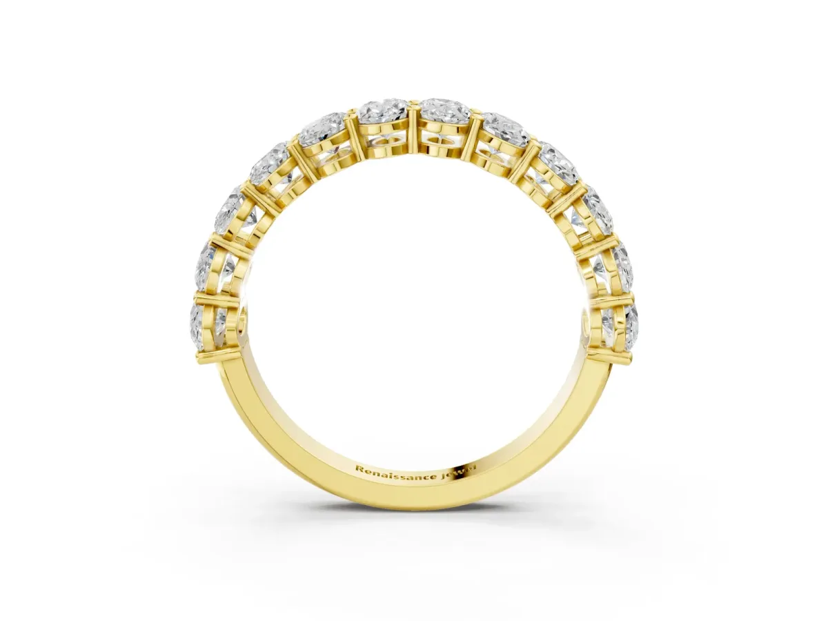 Oval Diamond Prong-Set Eternity Band Yellow gold