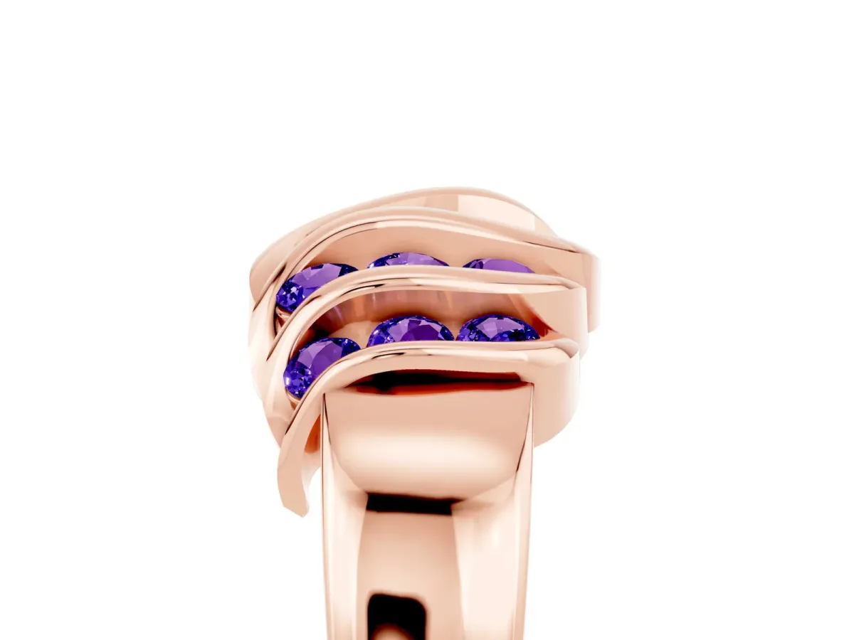 Round Tanzanite Multi-Row Crossover Band Rose gold