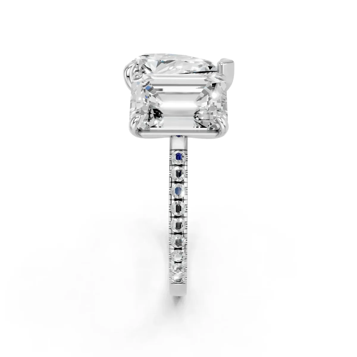 Pear and Radiant Toi Moi Ring with Prong Setting and Micro Pave Band Silver