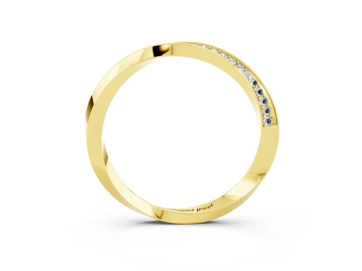 Pavé Round Moissanite Twist Band Yellow gold