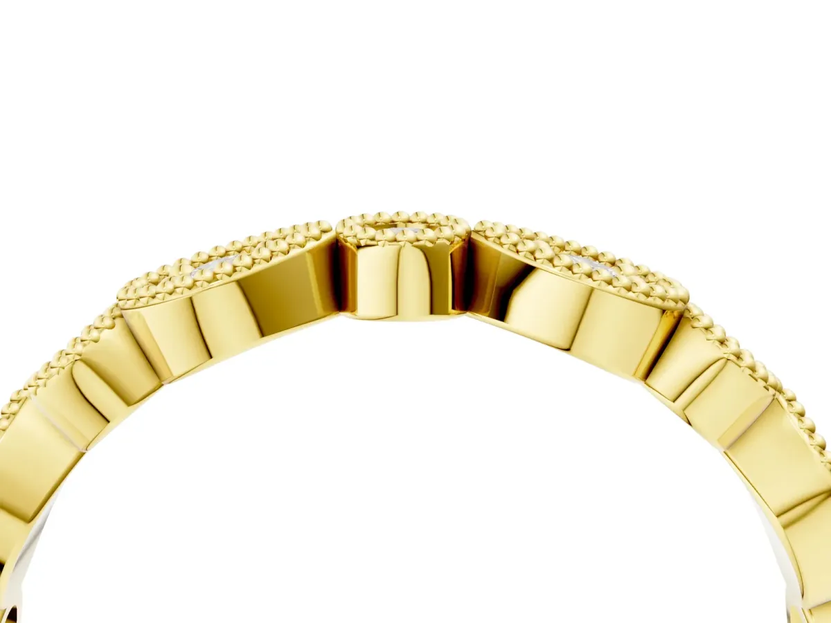 Milgrain Bezel Set Pear and Round Diamond Eternity Band Yellow gold