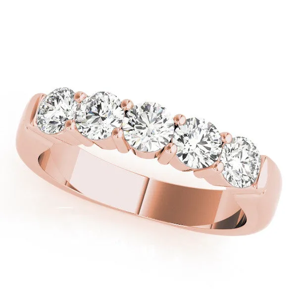 Five-Stone Round Diamond Channel Band with Prong Setting Rose gold