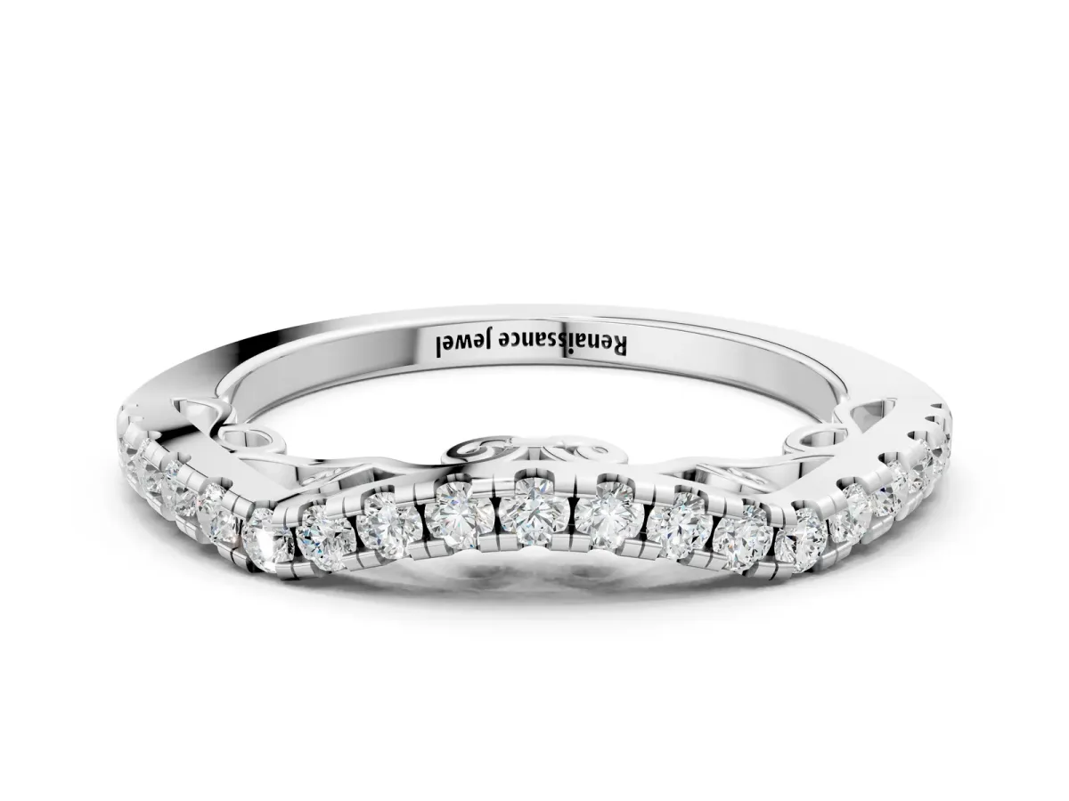 Curved Diamond Pavé Round Eternity Band with Shared Prong Setting Platinum