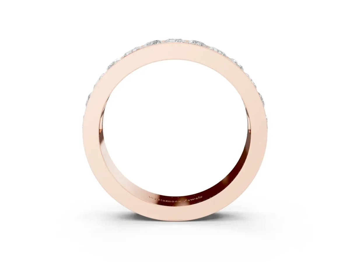 Princess Diamond Channel Set Promise Ring with Round Diamond Accents Rose gold