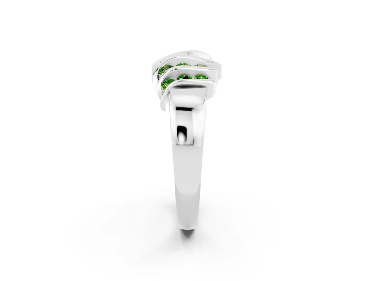 Round Peridot Multi-Row Crossover Band Platinum