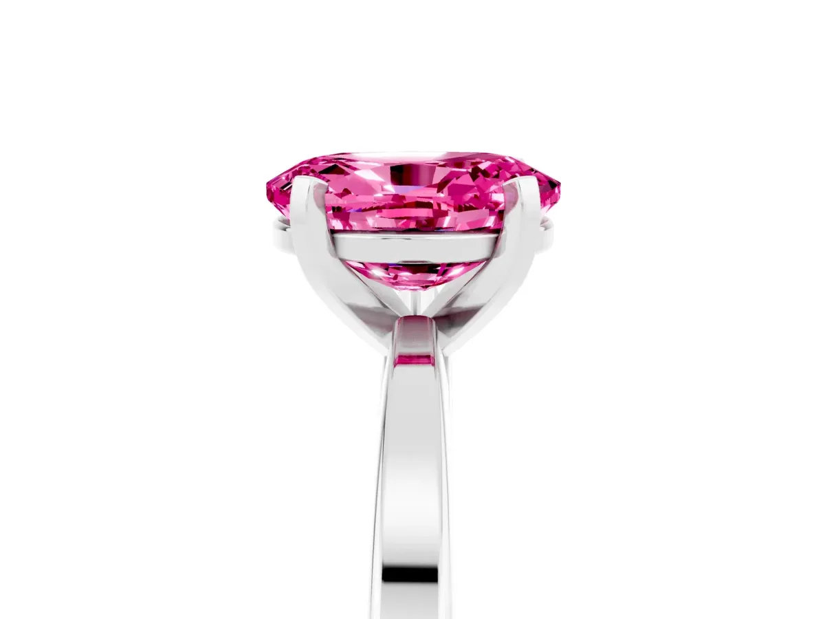 Oval Cut Pink Sapphire Solitaire Engagement Ring with Classic Band and Four-Prong Setting Silver