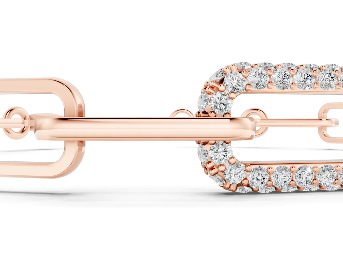 Pavé Round Diamond Link Bracelet with Four-Prong Setting Rose gold