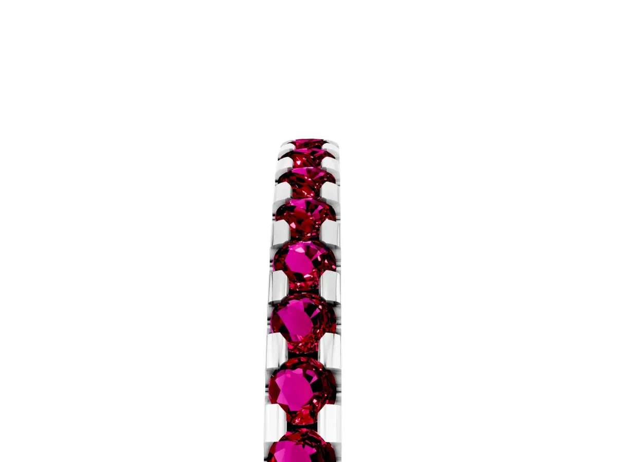 Round Garnet Pavé Set Eternity Band with Micro Prong Setting Silver