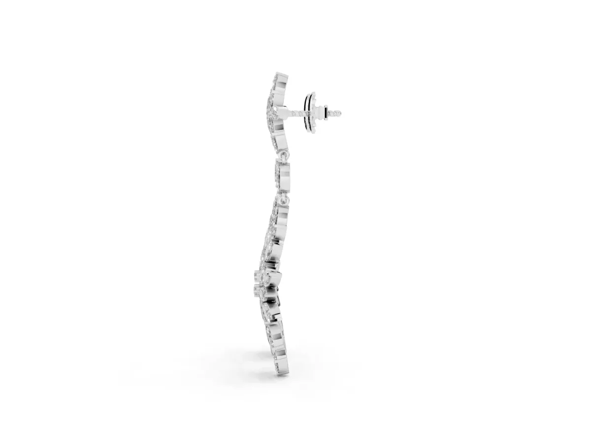 Marquise Diamond Floral Dangle Earrings White gold