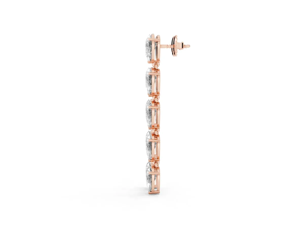 Pear Diamond Dangle Earrings with Pear Diamond Accents Rose gold