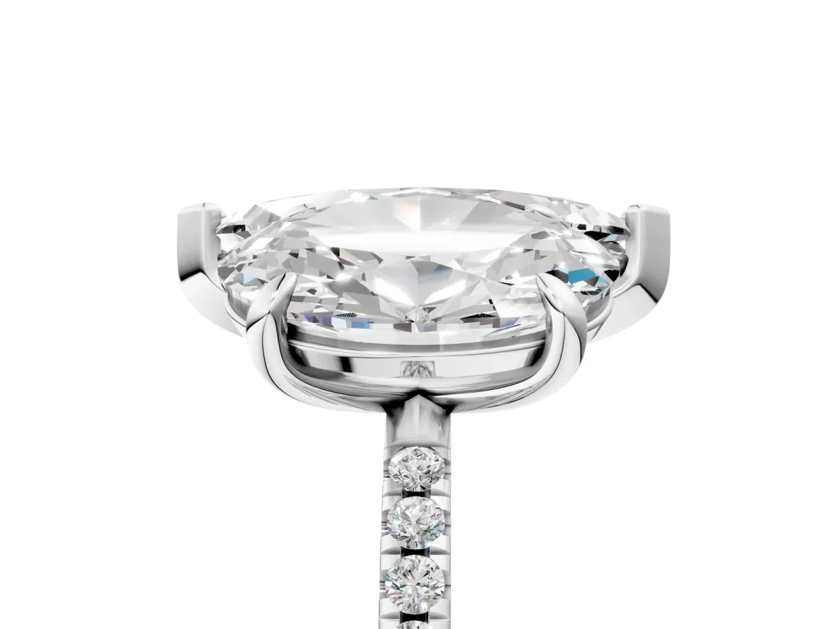 Oval and Marquise Toi Moi Ring with Prong Setting and Micro Pave Band Silver