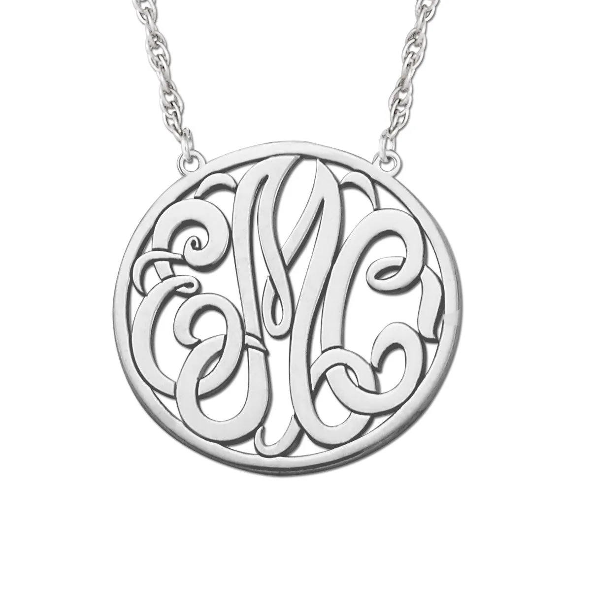 Gold and Silver Monogram Pendant White gold