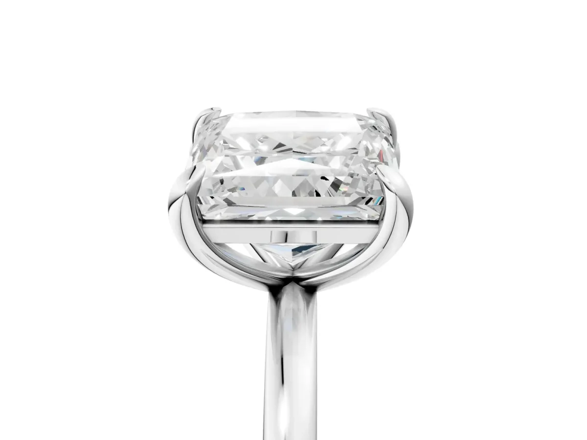 Radiant and Princess Toi Moi Ring with Prong Setting and Plain Band Silver