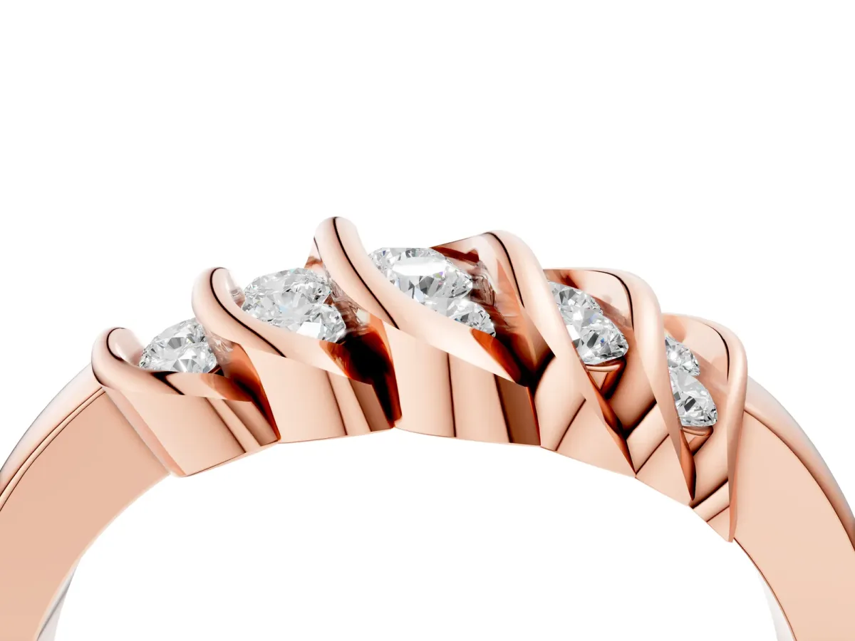 Round Diamond Multi-Row Crossover Band Rose gold