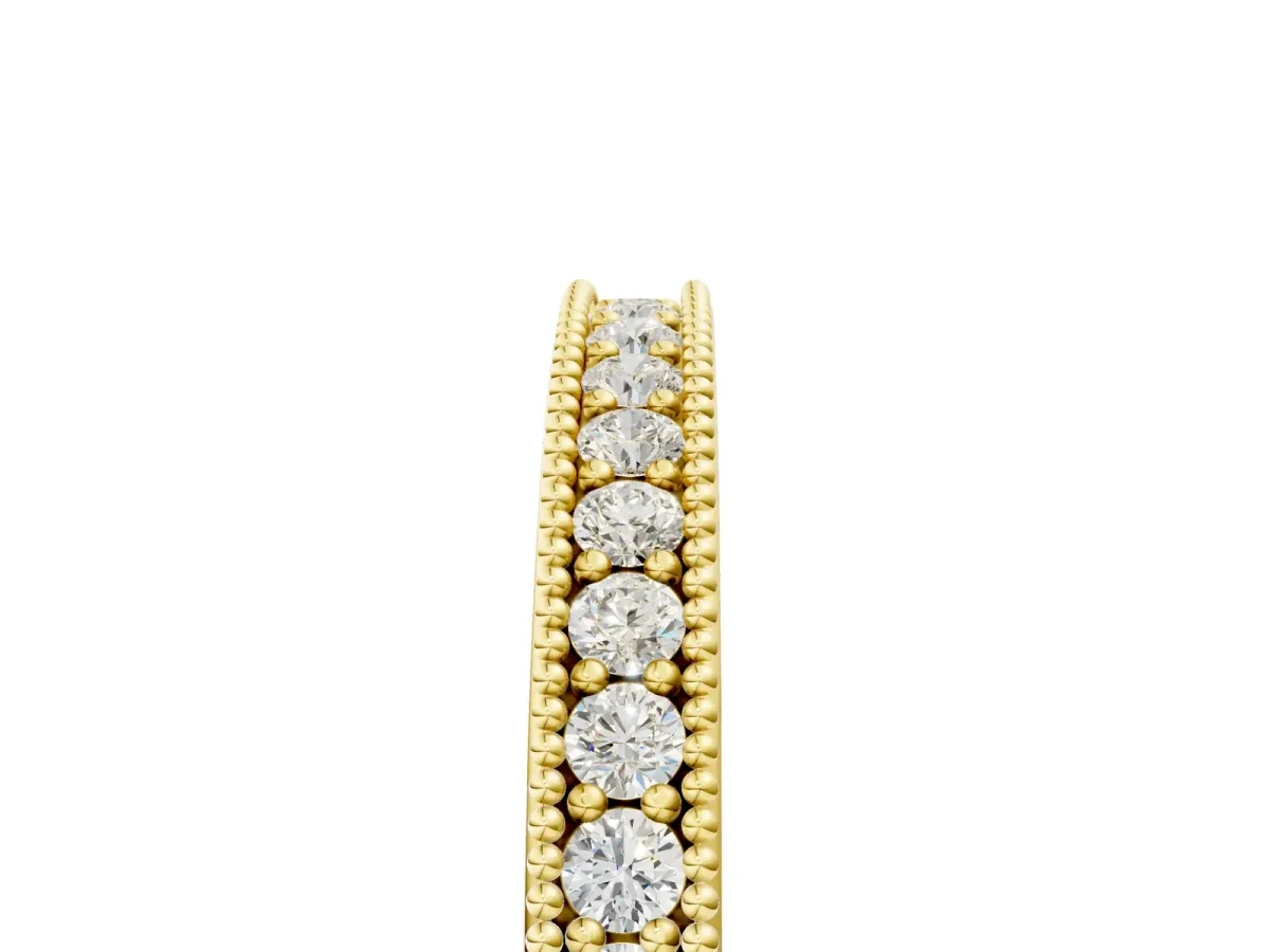 Round Diamond Pavé Eternity Band with Milgrain Edge Yellow gold