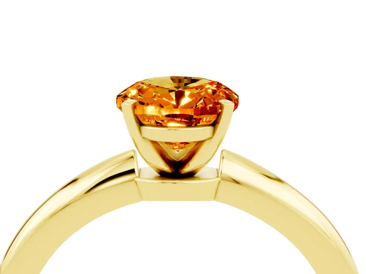 Oval Cut Citrine Solitaire Ring with Six-Prong Setting and Classic Band Yellow gold