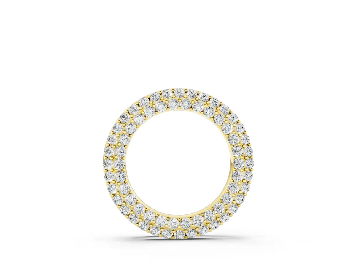 Round Pavé Diamond Circle Pendant Yellow gold