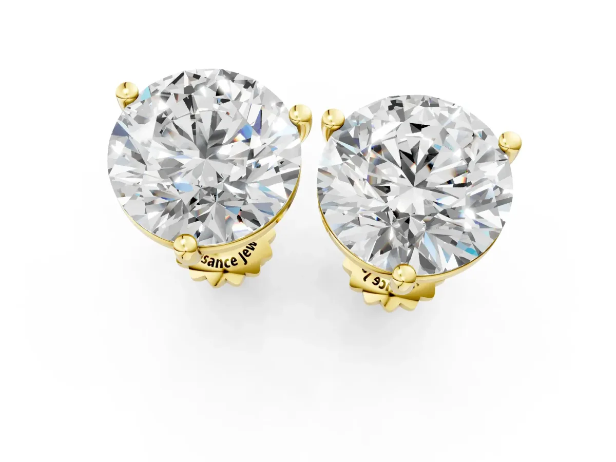 Round Brilliant Diamond Martini Stud Earrings Yellow gold