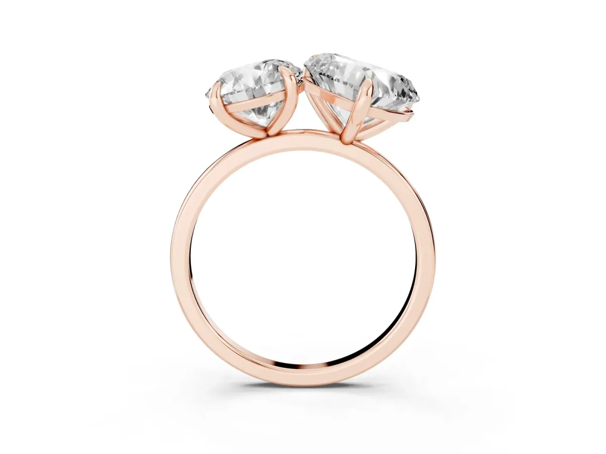 Round and Heart Toi Moi Ring with Prong Setting and Plain Band Rose gold