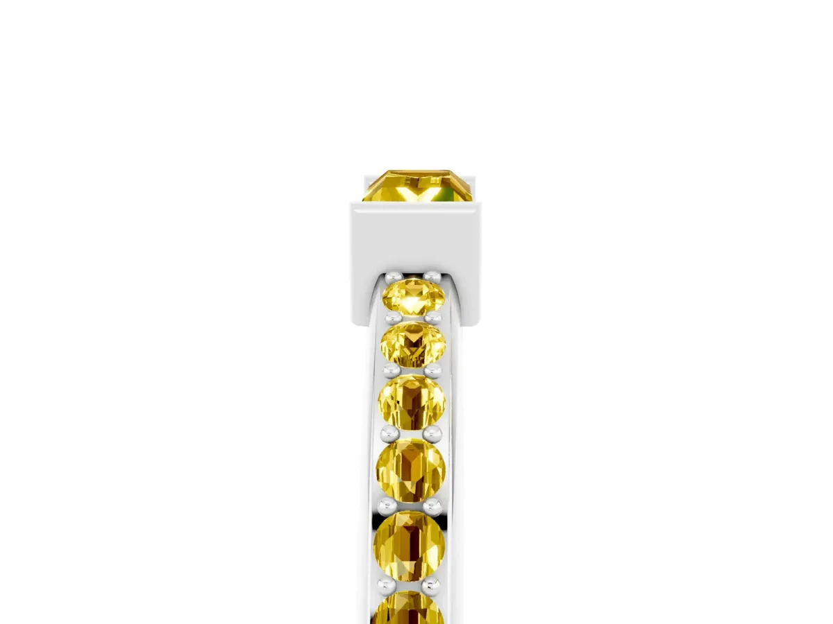 Baguette Yellow Sapphire Pavé Band with Bar Setting Platinum