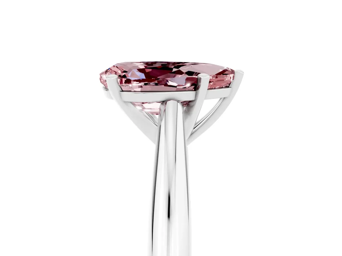 Pear Cut Morganite Solitaire Engagement Ring with Cathedral Setting and Four-Prong Mount White gold