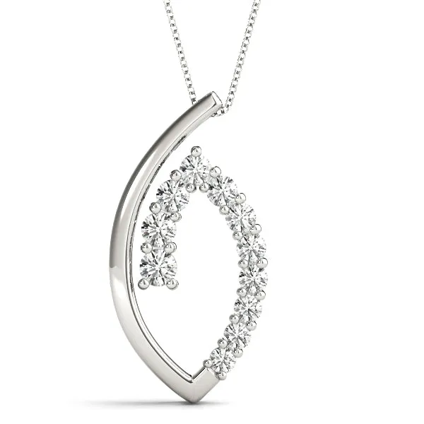 Round Diamond Prong Set Marquise Pendant White gold