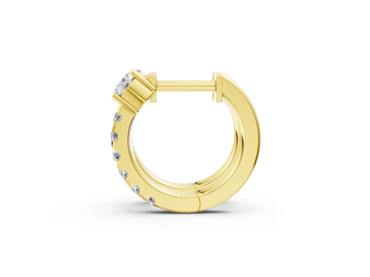 Round Diamond Taylor Huggie Hoop Earrings Yellow gold