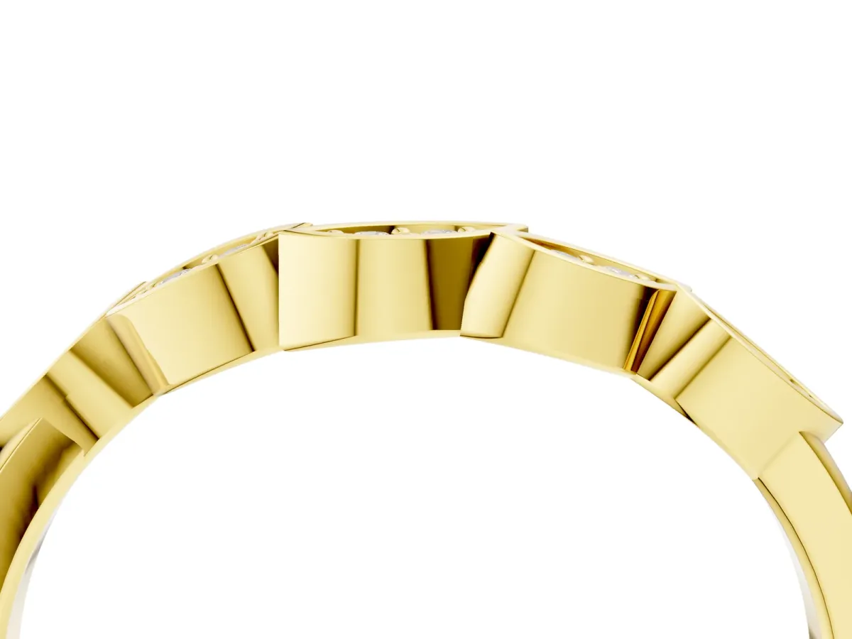 Marquise Diamond Leaf Eternity Band with Bezel Setting Yellow gold
