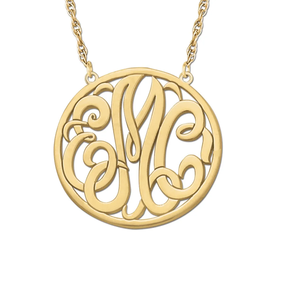 Gold and Silver Monogram Pendant White gold