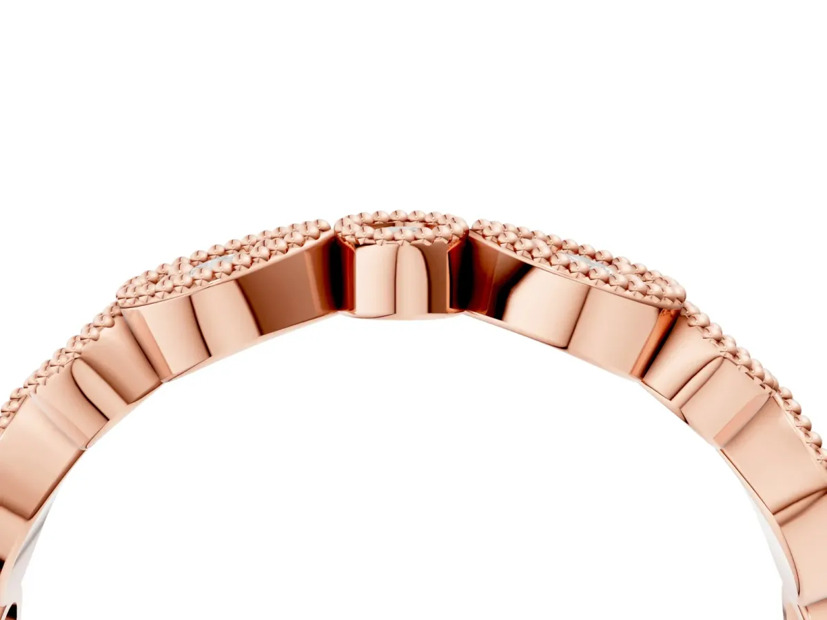 Milgrain Bezel Set Pear and Round Diamond Eternity Band Rose gold