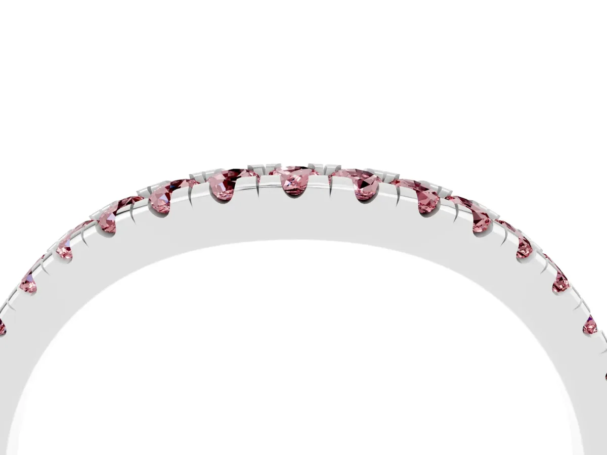 Morganite Pavé Curved Wedding Band Silver