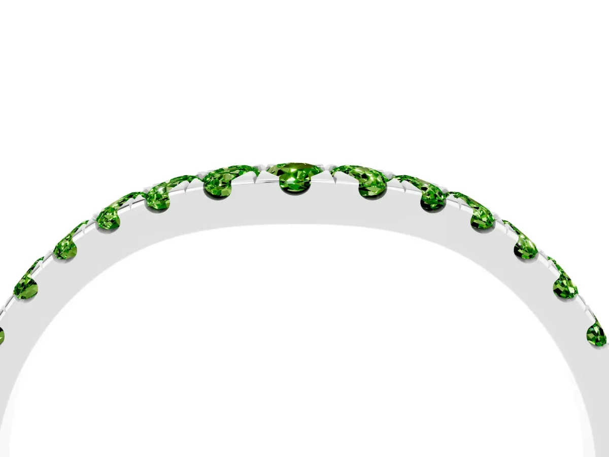 Curved Pavé Round Peridot Wedding Band with Shared Prong Setting White gold