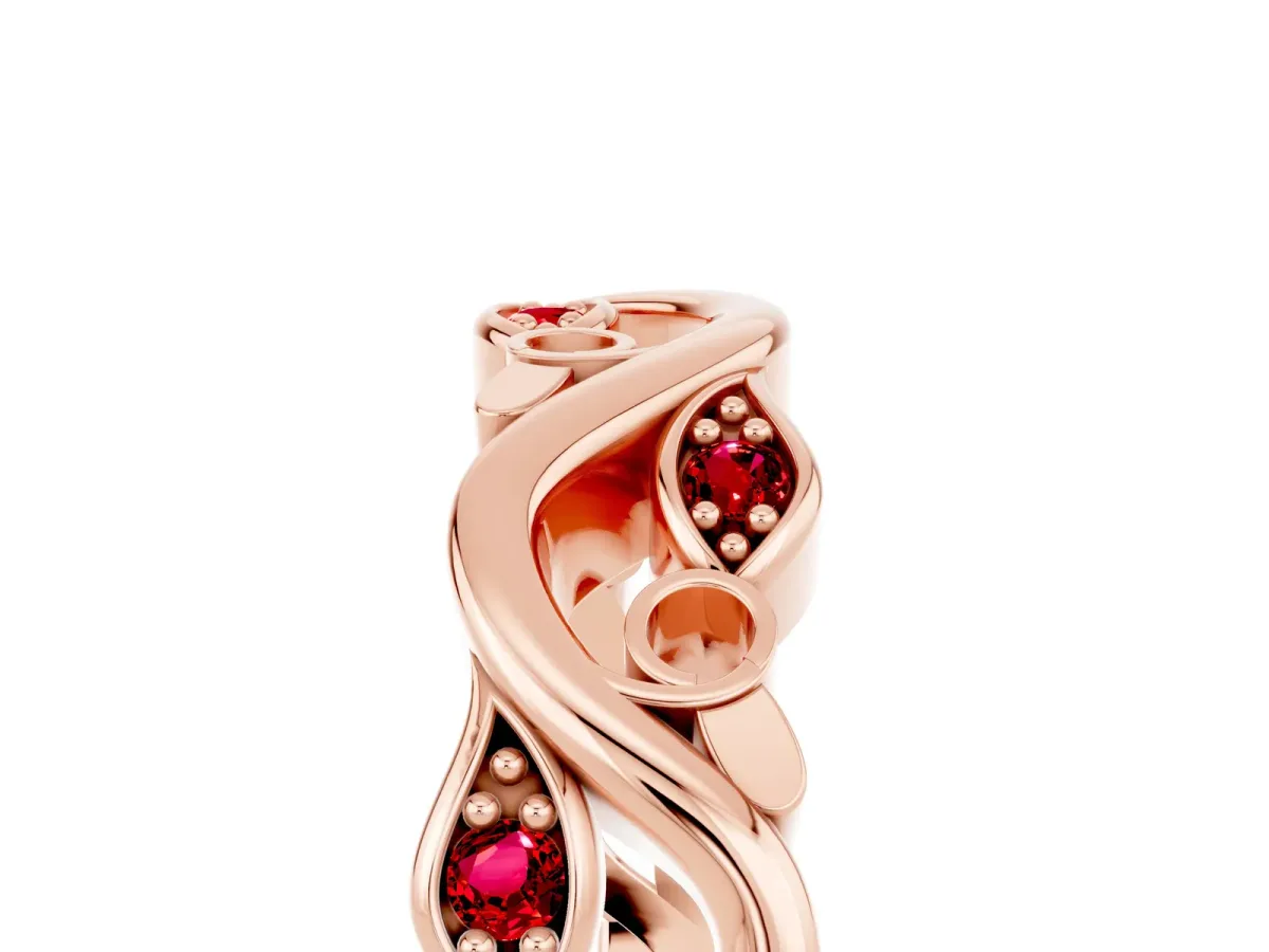 Marquise Ruby Vine Eternity Band with Bezel Setting Rose gold