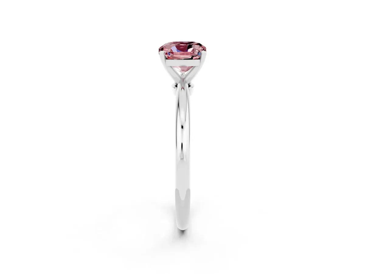 Cushion Cut Morganite Solitaire Ring with Six-Prong Setting and Classic Band Silver
