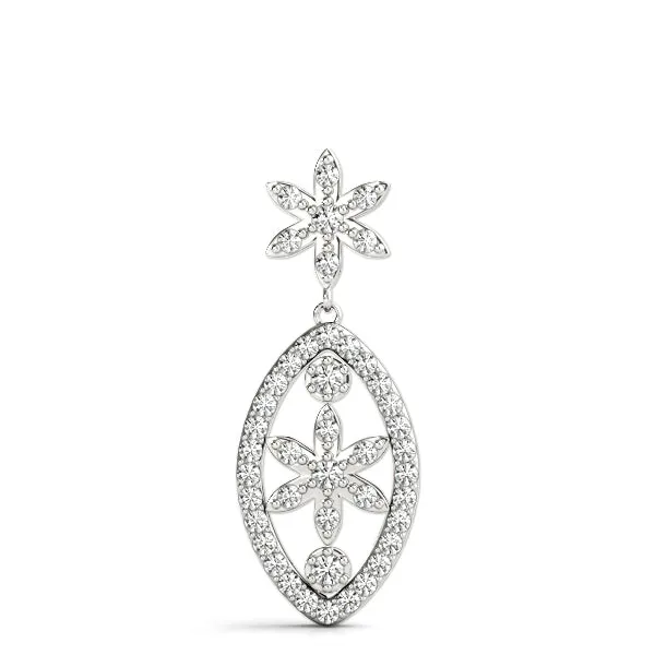 Pavé Marquise Pendant with Floral Prong Setting White gold