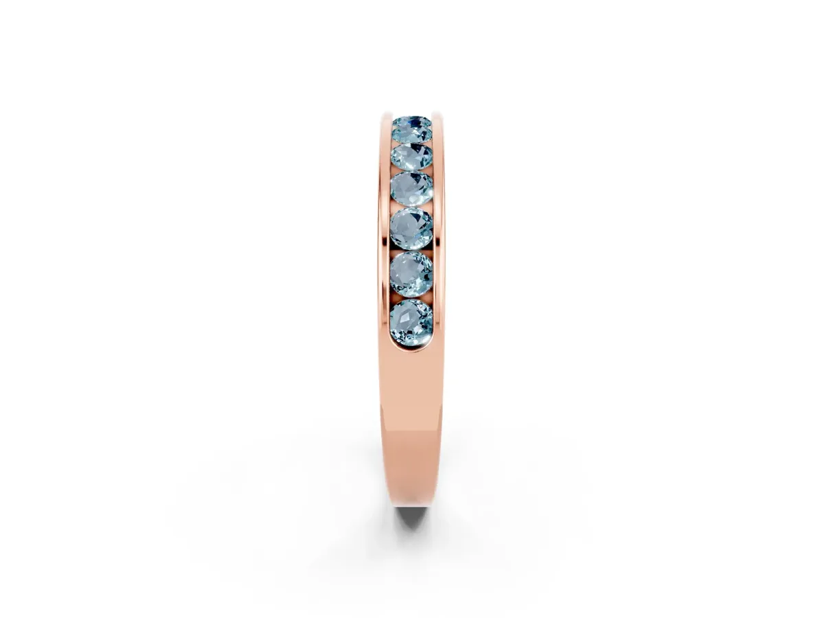 Channel Set Round Aquamarine Eternity Band Rose gold