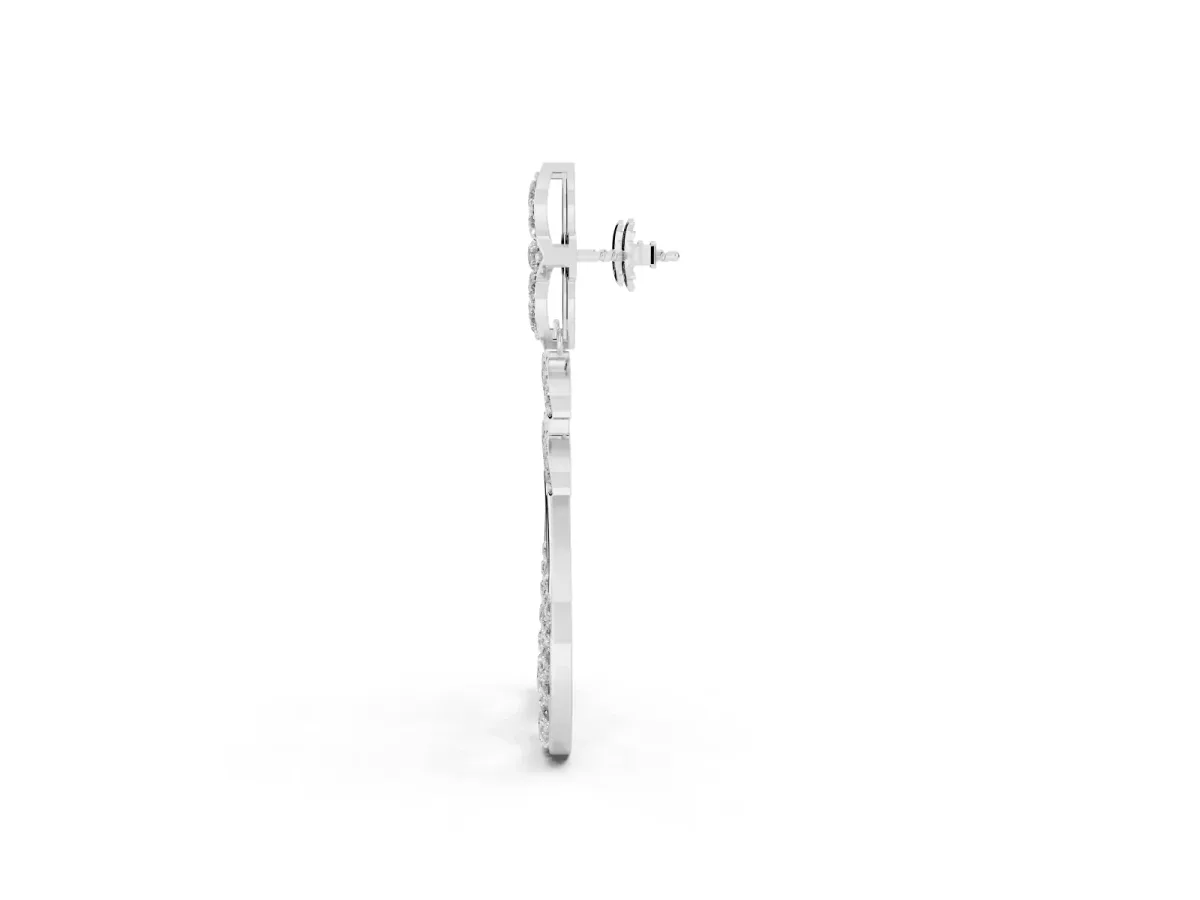 Marquise and Round Diamond Sparkling Dewdrop Drop Earrings Platinum