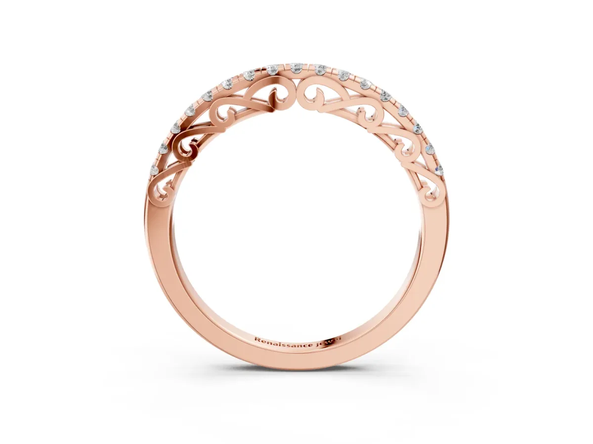 Round Cut Diamond Prong Set Eternity Band Rose gold