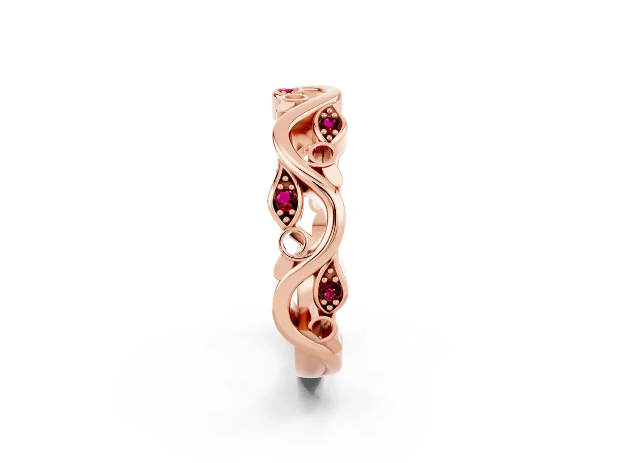 Marquise Garnet Vine Eternity Band with Bezel Setting Rose gold