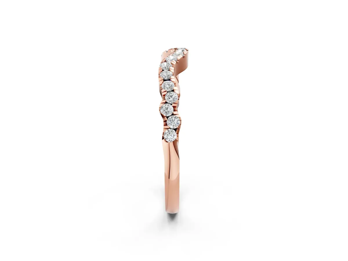Curved Pavé Round Diamond Eternity Band with U-Prong Setting Rose gold
