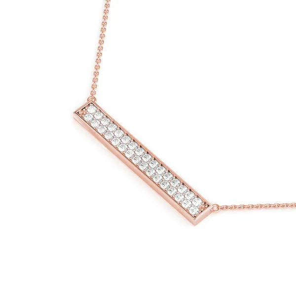 Pavé Round Diamond Bar Necklace Rose gold