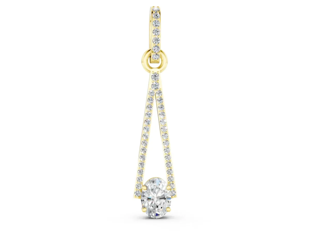 Round Diamond V-Prong Pavé Pendant Yellow gold