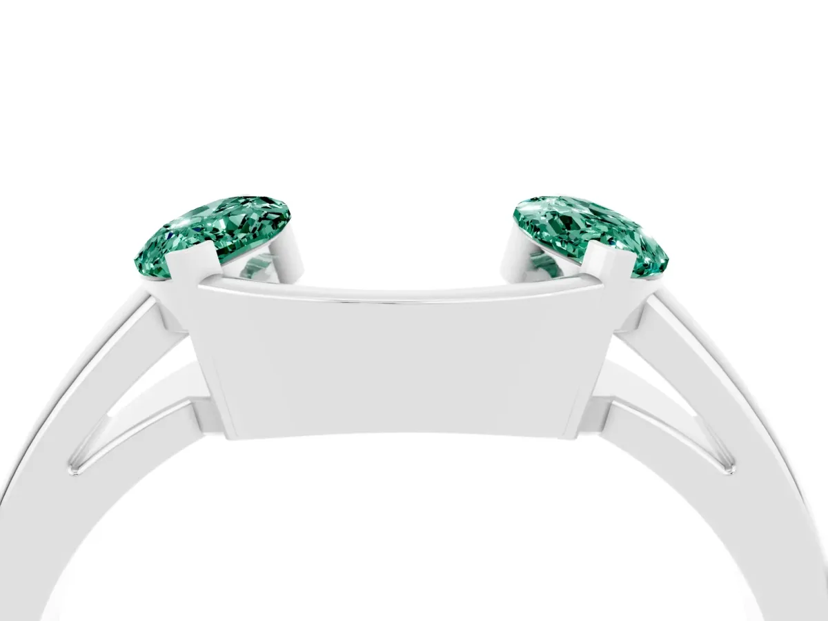 Marquise Green Sapphire Open Band Ring with Tension Setting White gold