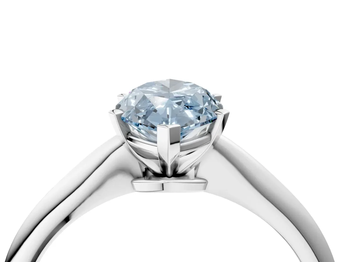 Fancy Blue Marquise Cut Diamond Solitaire Engagement Ring with Classic Band and Four-Prong Setting Silver