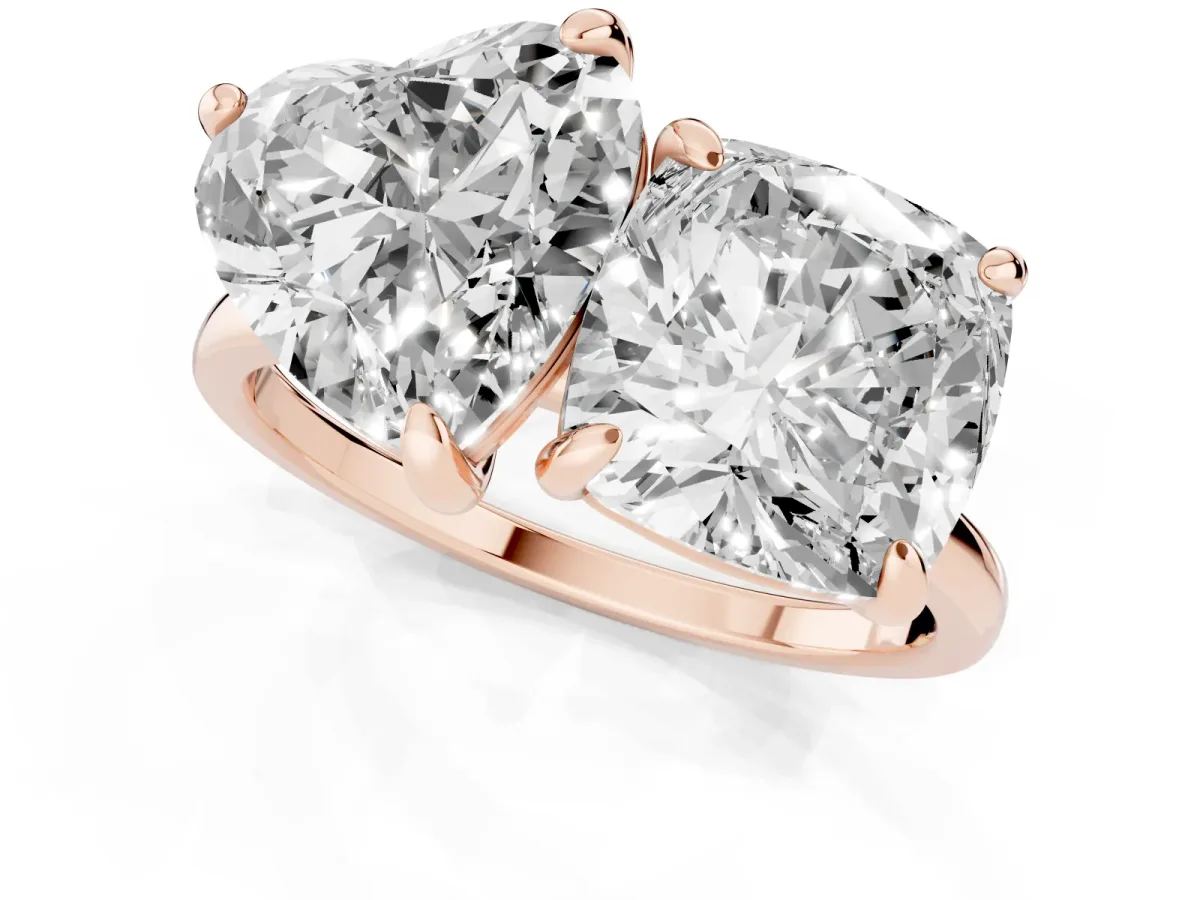 Cushion and Heart Toi Moi Ring with Prong Setting and Plain Band Rose gold
