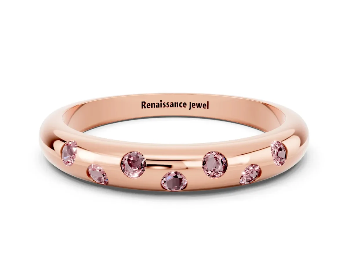 Round Morganite Flush-Set Comfort Fit Band Rose gold