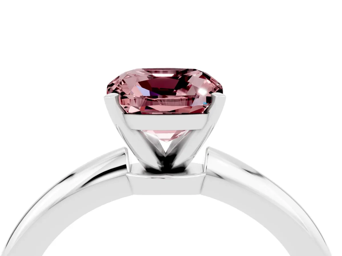 Cushion Cut Morganite Solitaire Ring with Six-Prong Setting and Classic Band Silver